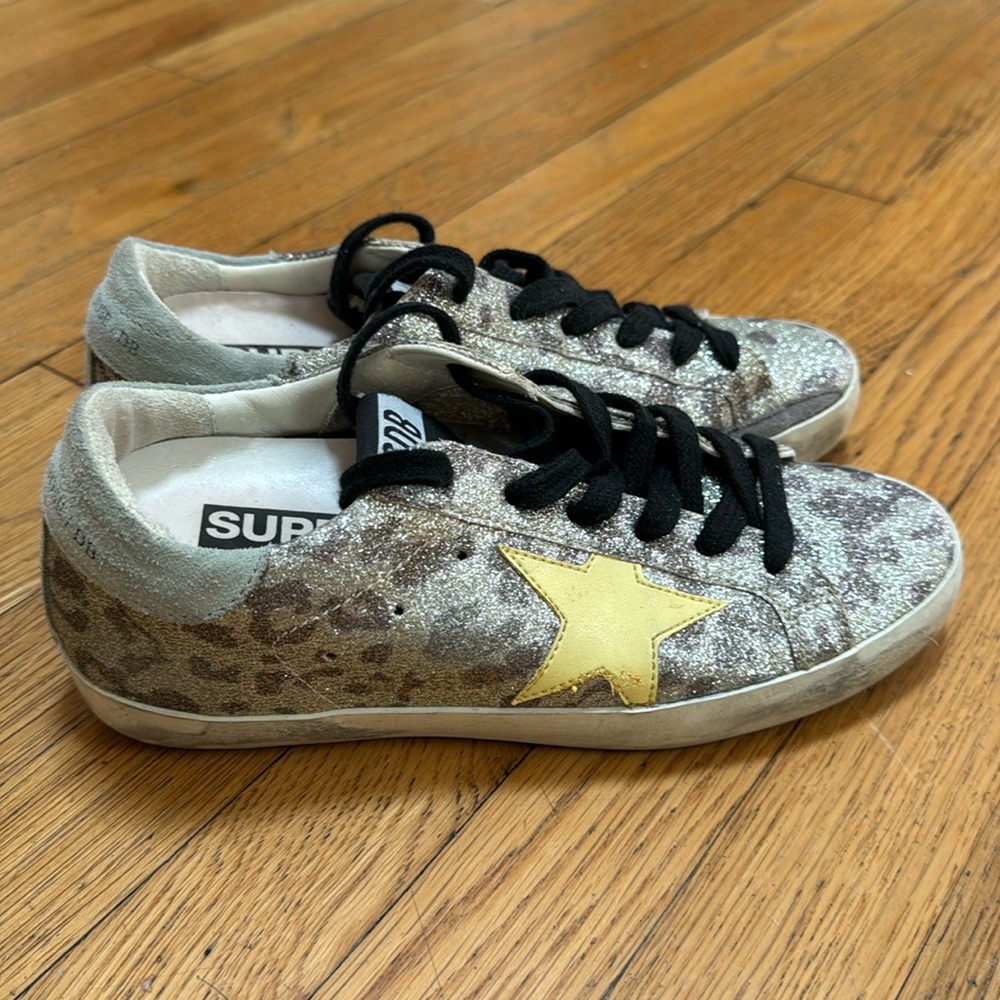 Golden Goose Animal Print Glitter Superstar Sneakers Size 5